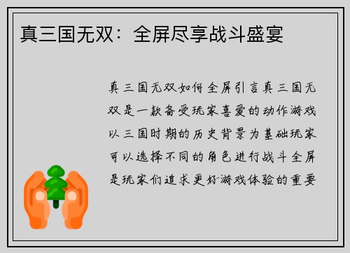 真三国无双：全屏尽享战斗盛宴