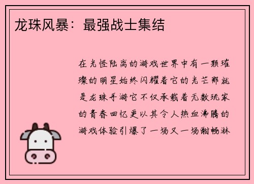 龙珠风暴：最强战士集结